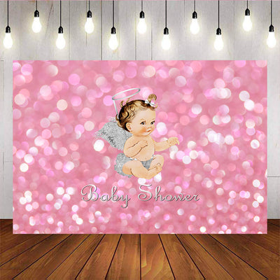Mocsicka Sliver Angel Wings Royal Baby Shower Glitter Lights Photo Background-Mocsicka Party