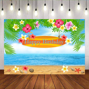 Mocsicka Summer Beach Backdrop Summer Tropical Hawaiian Floral Birthday Party Props-Mocsicka Party