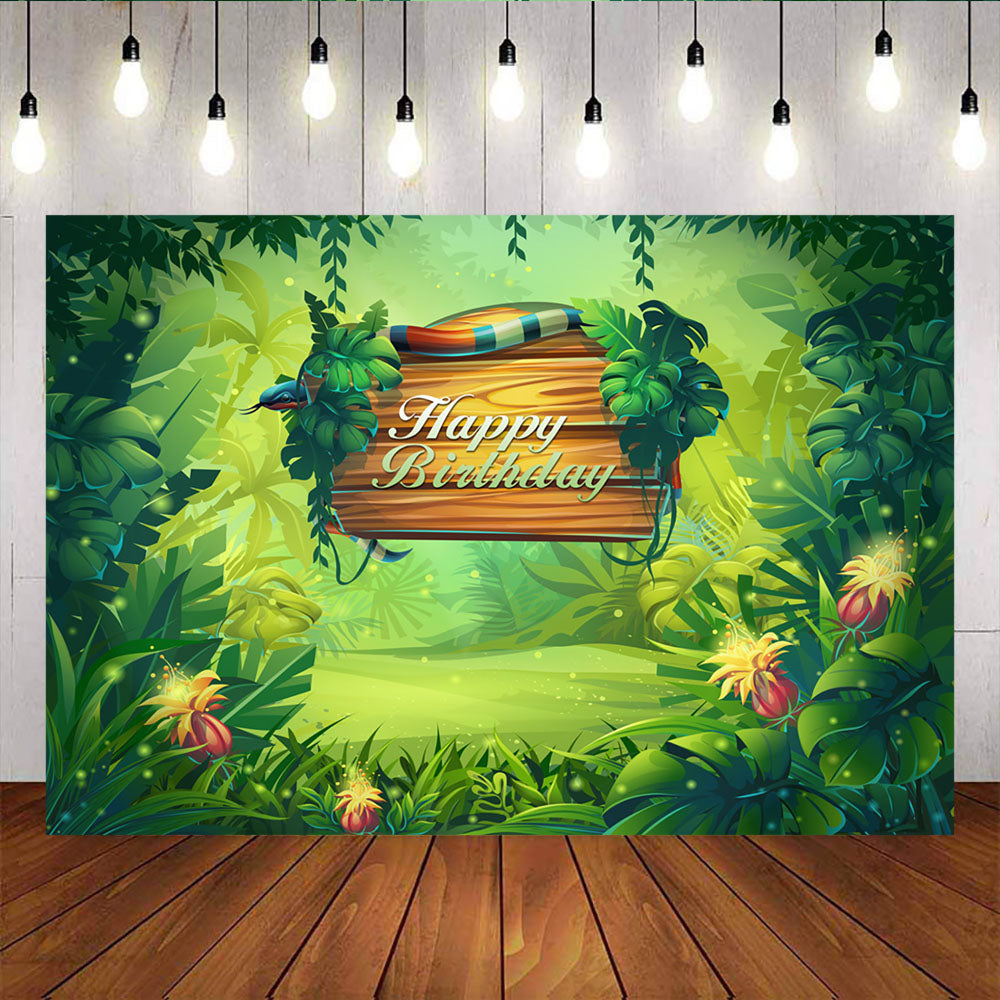 Mocsicka Woodland Theme Birthday Party Banners Jungle Colorful Snake Photo Decor-Mocsicka Party