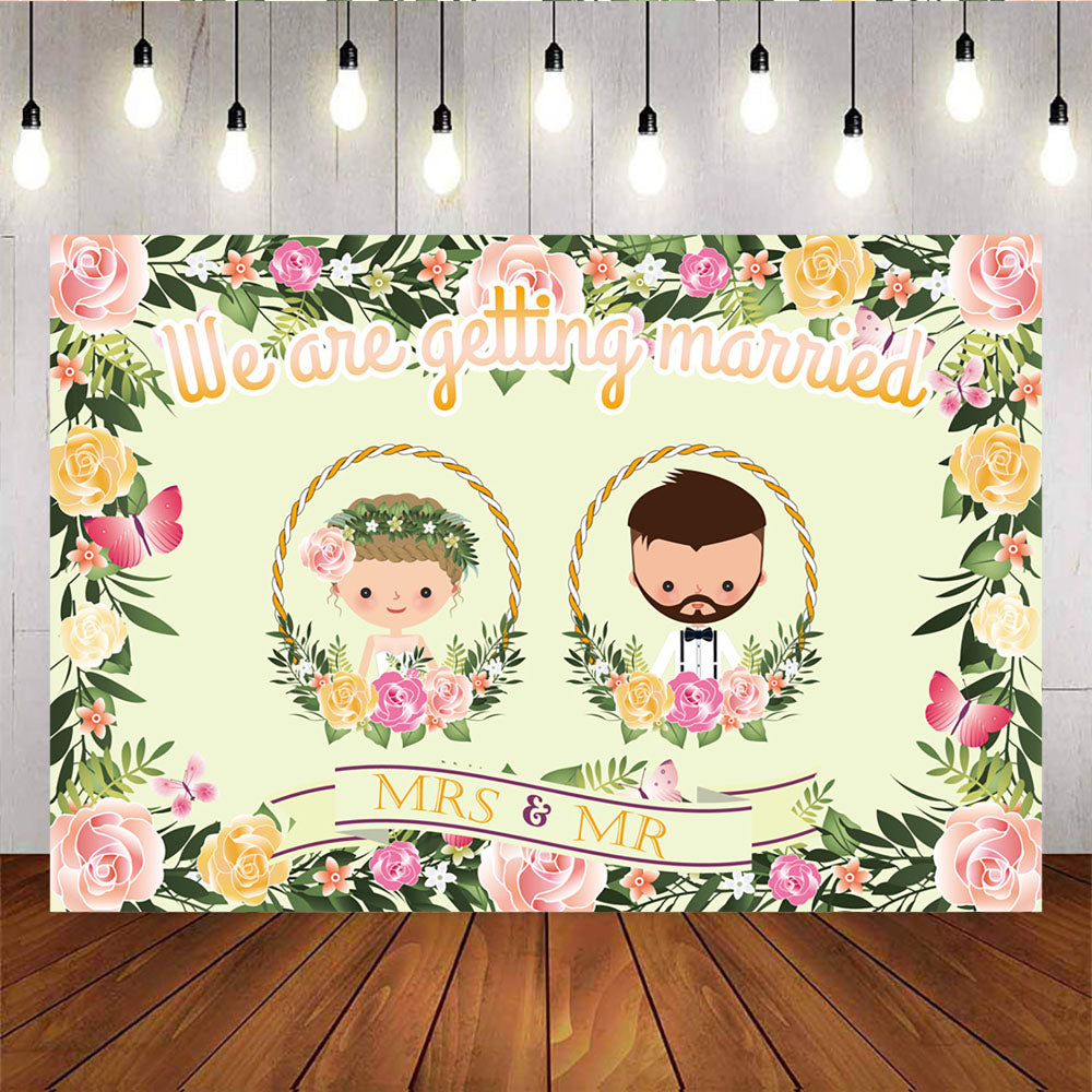 Mocsicka We Are Getting Married Backdrop Bride and Groom Wedding Photo Background-Mocsicka Party