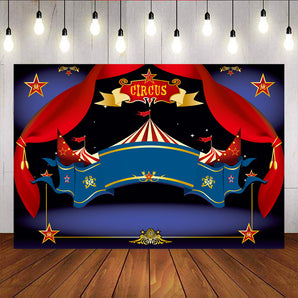 Mocsicka Circus Theme Happy Birthday Party Decor Golden Stars Fun Fair Photo Backdrop-Mocsicka Party