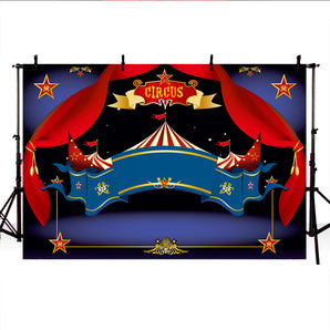 Mocsicka Circus Theme Happy Birthday Party Decor Golden Stars Fun Fair Photo Backdrop