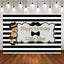 Mocsicka Happy Birthday Little Gentleman Backdrop Black Stripes Party Decor-Mocsicka Party
