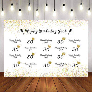 Mocsicka Colorful Dots Gold Crown Happy Birthday Step and Repeat Background-Mocsicka Party