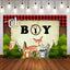 Mocsicka Oh Boy Baby Shower Backdrop Red plaid and Forest Party Decor-Mocsicka Party