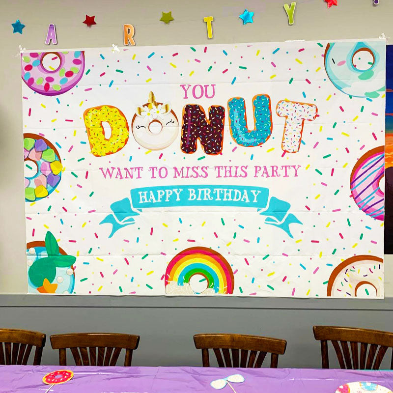 Mocsicka Donut Backdrop Happy Birthday Party Decoration Props-Mocsicka Party