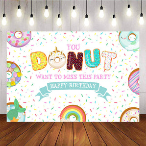 Mocsicka Donut Backdrop Happy Birthday Party Decoration Props