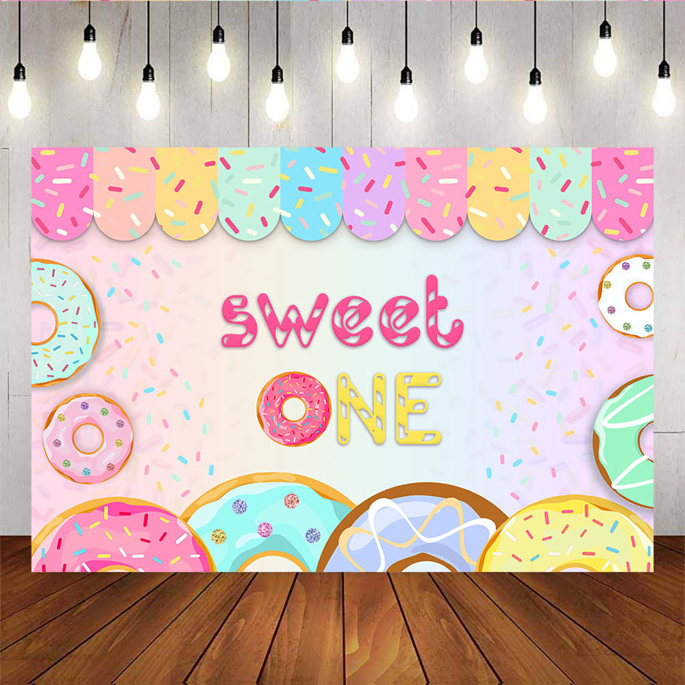 Mocsicka Sweet One Back Drops Donut Ice Cream Princess First Birthday Backdrop-Mocsicka Party