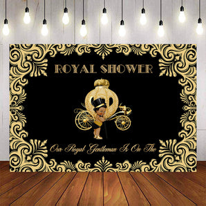 Mocsicka Royal Gentleman gold Pumpkin Carriage Baby Shower Background-Mocsicka Party