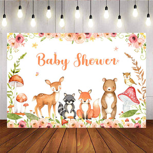 Mocsicka Wild Animals Baby Shower Backdrop Safari Flowers Background-Mocsicka Party
