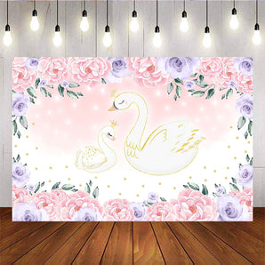Mocsicka White Swan Beautiful Flowers Baby Shower Party Decoration Props-Mocsicka Party