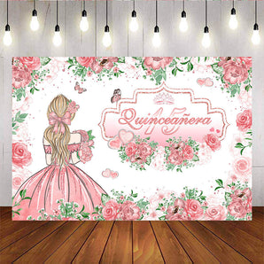 Mocsicka 15th Girl Birthday Party Decor Pink Princess Flowers Photo Background-Mocsicka Party