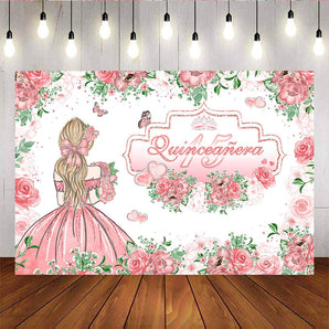 Mocsicka 15th Girl Birthday Party Decor Pink Princess Flowers Photo Background-Mocsicka Party