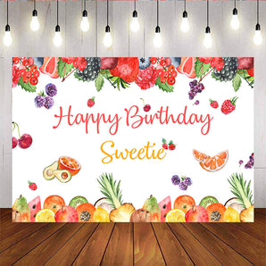 Mocsicka Happy Birthday Sweetie Fruits Grapes Oranges Avocado Photo Backdrops-Mocsicka Party