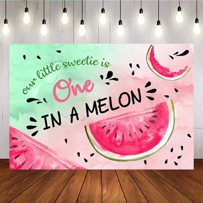 Mocsicka Our Little Sweetie is One Background Watermelon 1st Birthday Party Backdrops-Mocsicka Party