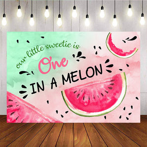 Mocsicka Our Little Sweetie is One Background Watermelon 1st Birthday Party Backdrops-Mocsicka Party