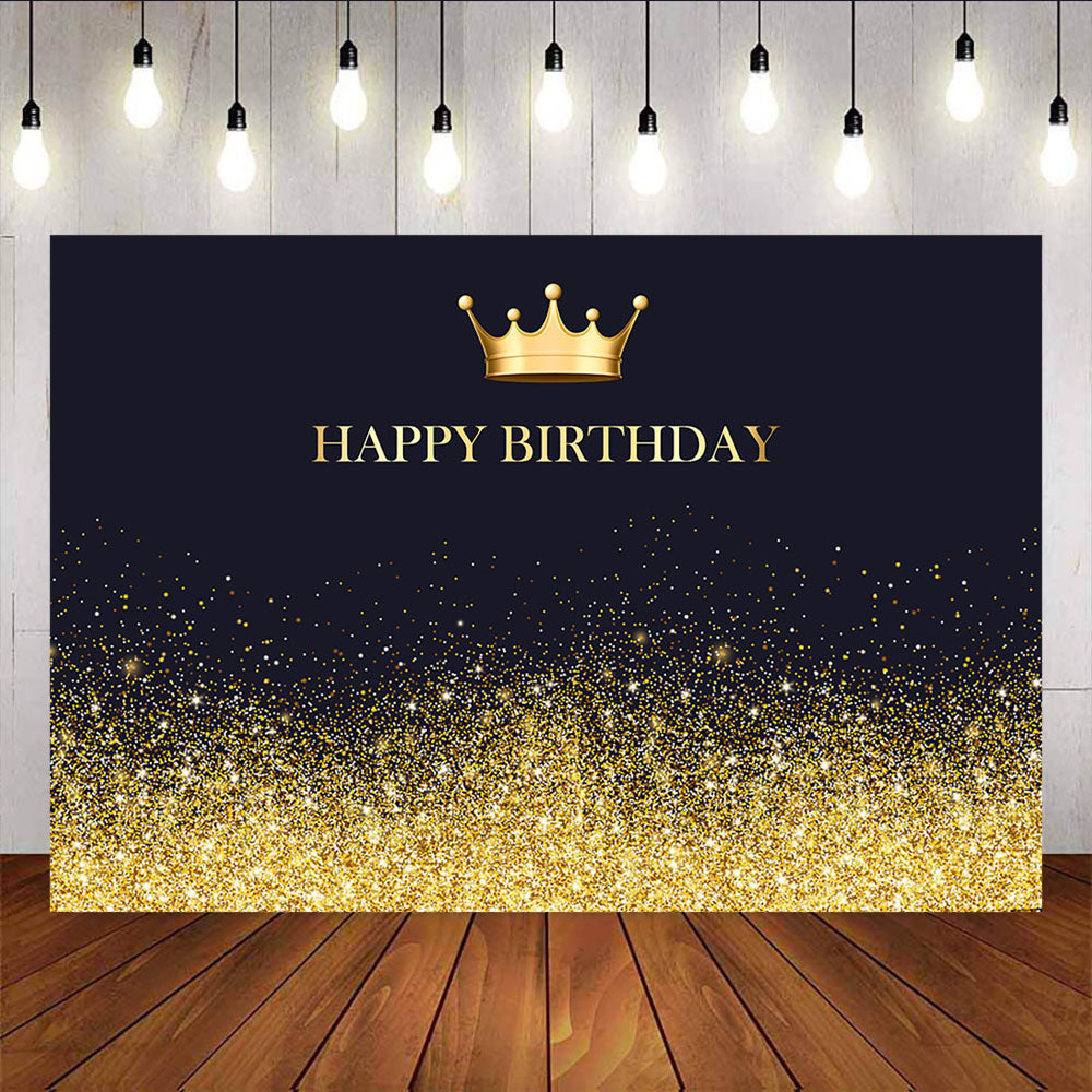 Mocsicka Golden Crown Shining Gold Dots Happy Birthday Party Back Drops-Mocsicka Party