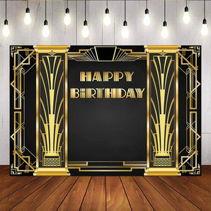 Mocsicka Gatsby Theme Birthday Party Backdrops Custom Golden Black Photo Banners-Mocsicka Party
