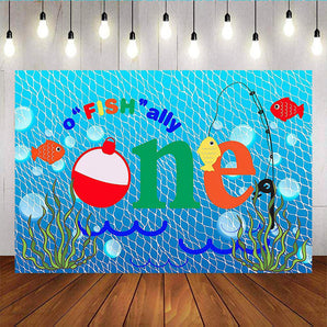 Mocsicka One Theme Party Supplies Go Fishing First Birthday Background-Mocsicka Party