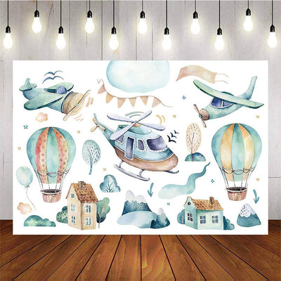 Mocsicka Adventure Theme Birthday Party Props Hot Air Balloon and Helicopter Backdrops-Mocsicka Party