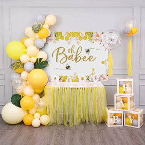Mocsicka Oh Babee Backdrop Sweet Bee Flowers Baby Shower Party Decor-Mocsicka Party