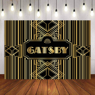 Mocsicka Great Gatsby Theme Happy Birthday Golden Black Photo Background-Mocsicka Party