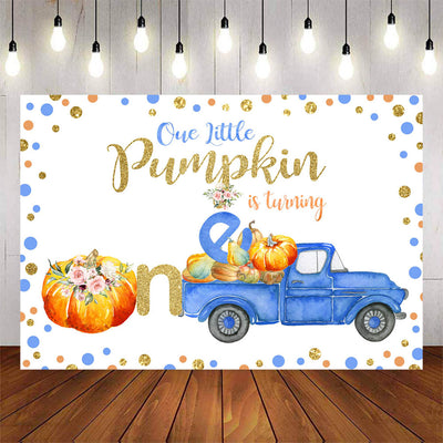 Mocsicka Little Pumpkin Blue Pickup Trucks First Birthday Party Decor-Mocsicka Party
