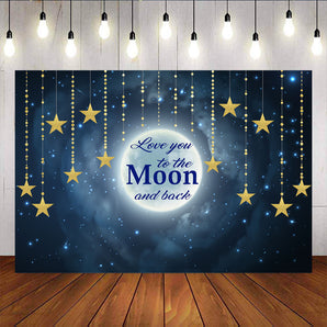Mocsicka Love You to the Moon and Back Baby Shower Backdrop Twinkle Stars Photo Props-Mocsicka Party