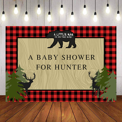Mocsicka Lumberjack Red Plaid and Forest Baby Shower Decor Backdrops-Mocsicka Party