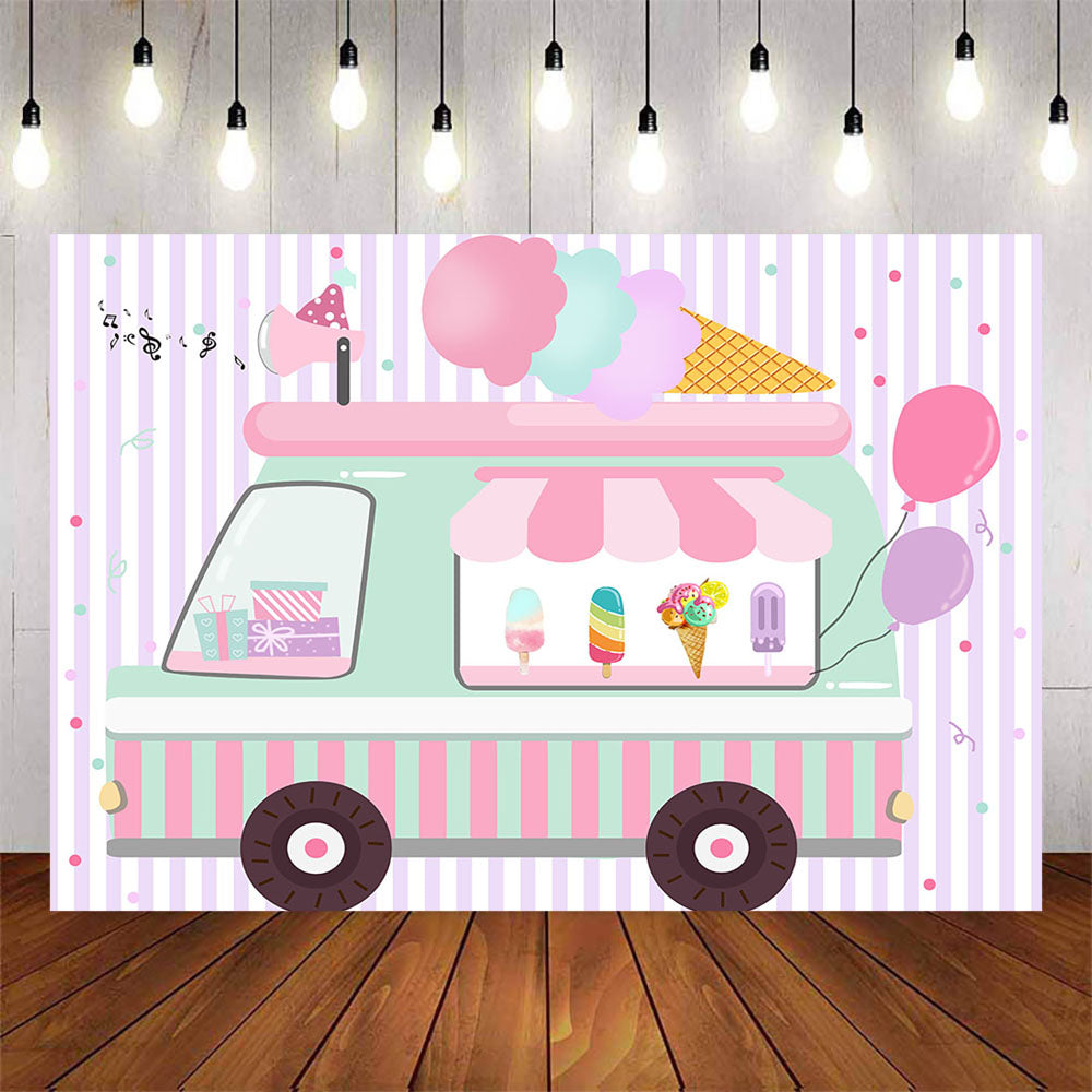 Mocsicka Ice Cream cart Happy Birthday Party Banners-Mocsicka Party
