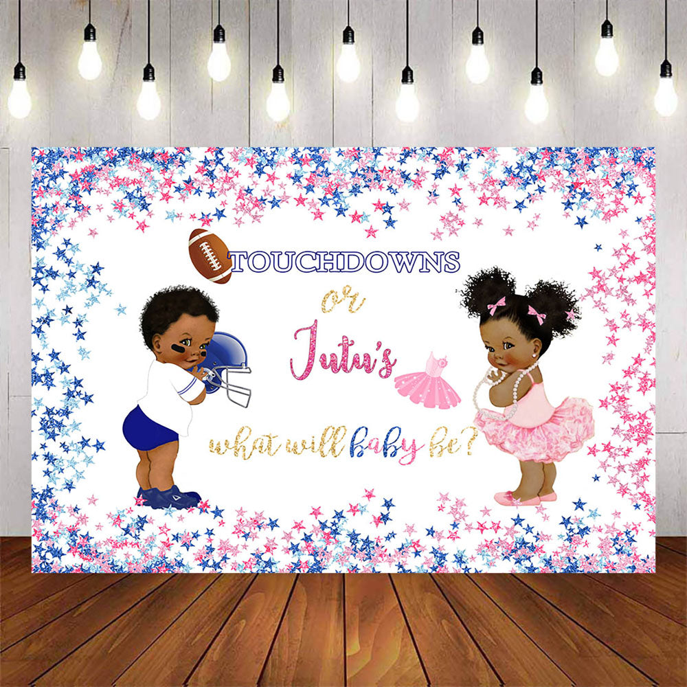 Mocsicka Touchdowns or Tutus Gender Reveal Baby Shower Backgrounds-Mocsicka Party