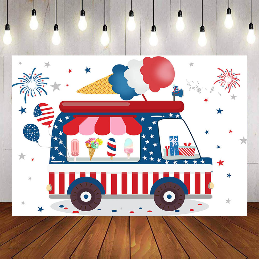 Mocsicka Ice Cream Cart Theme Happy Birthday Party Backdrop-Mocsicka Party