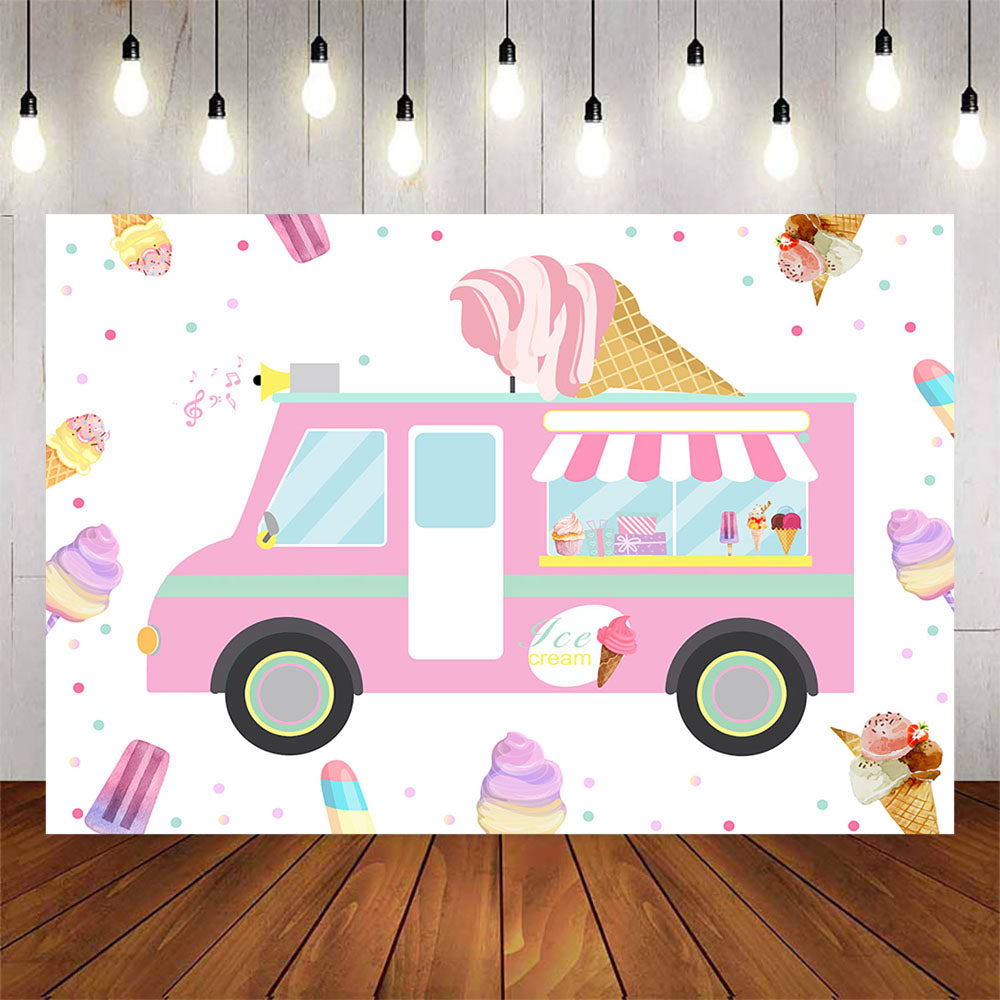 Mocsicka Ice Cream Cart Theme Baby Shower Party Backgrounds-Mocsicka Party