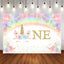 Mocsicka Unicorn and Spring Floral First Birthday Party Backdrops-Mocsicka Party
