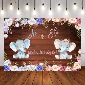 Mocsicka He or She Gender Reveal Little Elephant Baby Shower Backdrop-Mocsicka Party