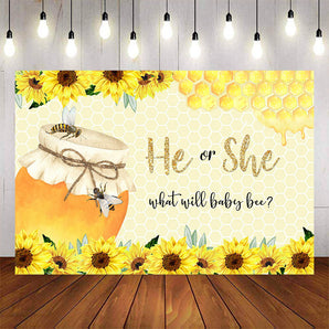 Mocsicka Honey Bee He or She Gender Reveal Party Backdrops-Mocsicka Party