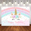 Mocsicka Unicorn Theme Rainbow and Flowers Baby Shower Backgrounds-Mocsicka Party