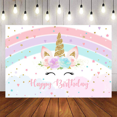 Mocsicka Unicorn Theme Rainbow and Flowers Baby Shower Backgrounds-Mocsicka Party