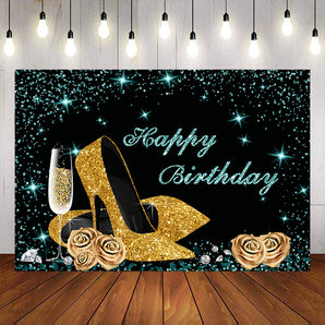 Mocsicka Golden High Heels and Champagne Birthday Party Decor-Mocsicka Party