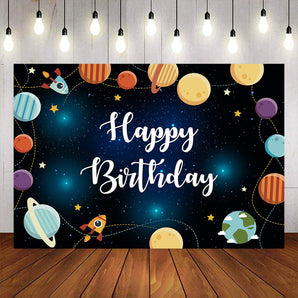 Mocsicka Space Planet Theme Happy Birthday Party Background-Mocsicka Party