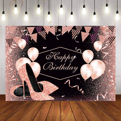 Mocsicka Pink Champagne High Heels Happy Birthday Party Decor-Mocsicka Party