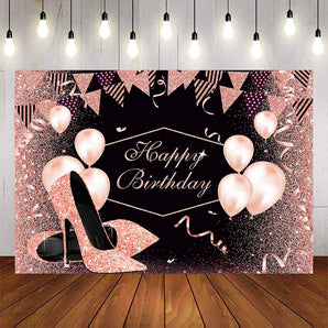 Mocsicka Pink Champagne High Heels Happy Birthday Party Decor-Mocsicka Party