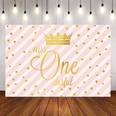Mocsicka Stripes and Golden Crown Happy 1st Birthday Party Props-Mocsicka Party