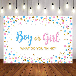 Mocsicka Boy or Girl Blue and Pink Dots Gender Reveal Party Banners-Mocsicka Party