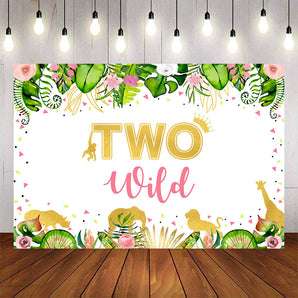 Mocsicka Two Wild and Golden Animals Birthday Party Backdrop-Mocsicka Party