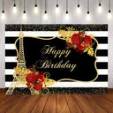 Mocsicka Stripes and Flowers Eiffel Tower Birthday Party Banners ...