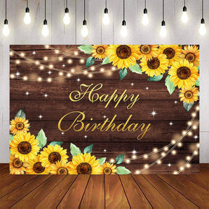 Mocsicka Sunflowers and Wooden Floor Happy Birthday Party Prop-Mocsicka Party