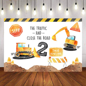 Mocsicka The Traffic Excavator Theme Happy Birthday Background-Mocsicka Party