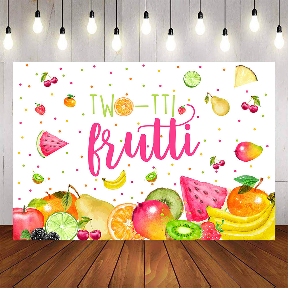 Mocsicka Fruits Theme Colorful Dots Happy Birthday Party Backdrop-Mocsicka Party