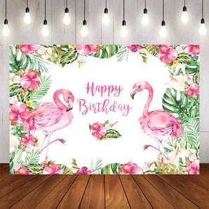 Mocsicka Pink Flamingo and Flowers Happy Birthday Party Supplies-Mocsicka Party